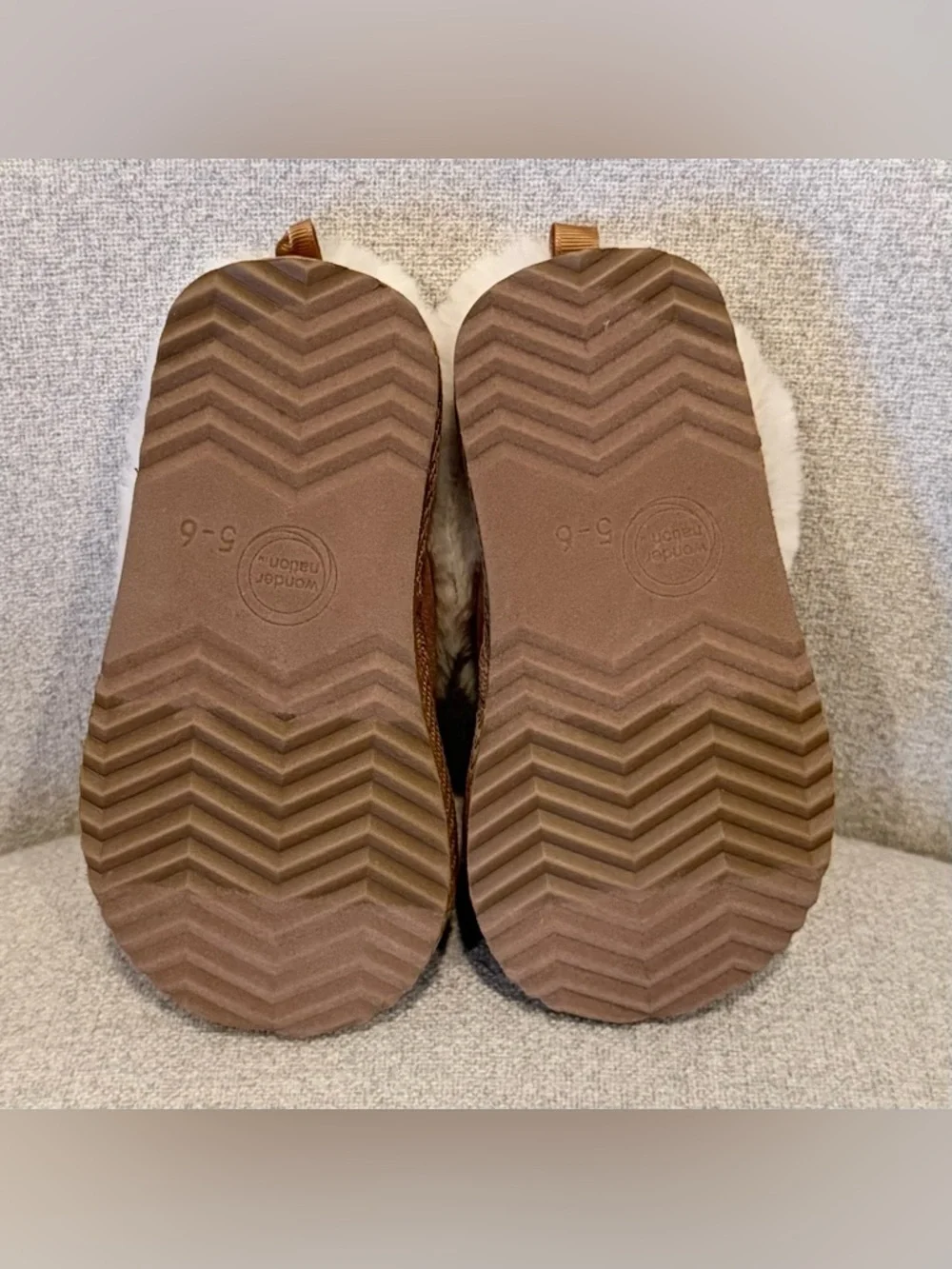 NWT Wonder Nation Toddler/ Youth chestnut faux suede/ fur slippers